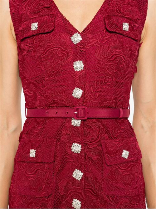 Midi dress with crystals SELF PORTRAIT | AW24009MABUBURGUNDY